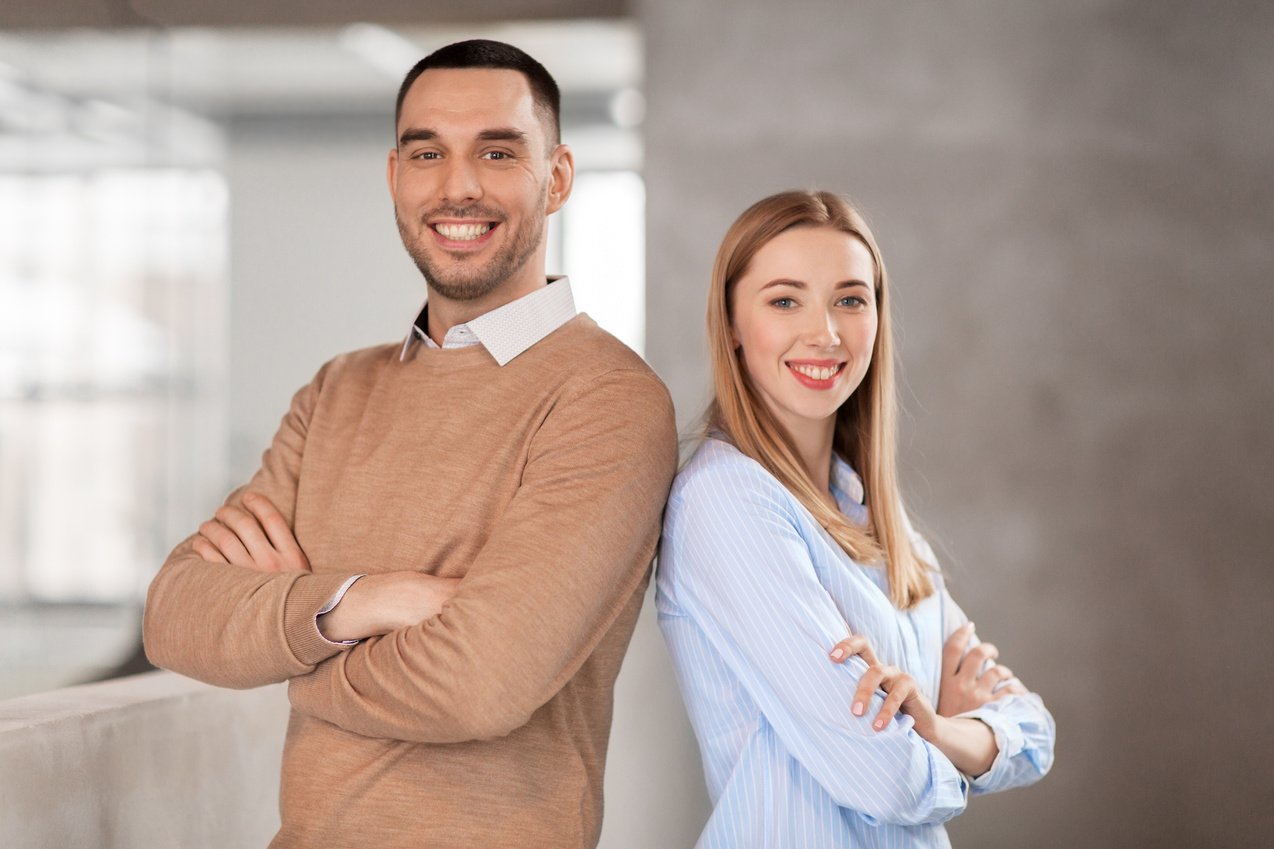 Smiling Business Woman and Business Man